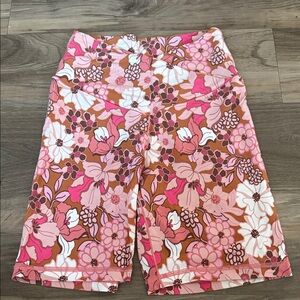 Aerie Offline Floral Pink and Brown Women's Shorts